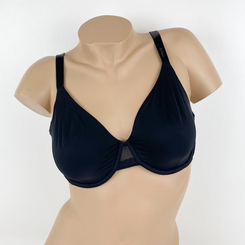 Women's Calvin Klein Underwire Bra size 36DD Black Silky Fabric